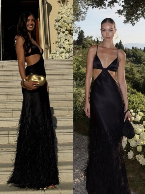 Cult Gaia Raisa feather-embellished black gown maxi dress Size Small - Picture 2 of 12